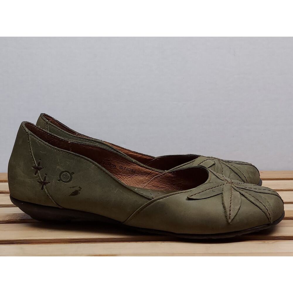 Born Womens | Green | Leather Round Toe Floral Ballet Flat Size 8.5 - Picture 6 of 12